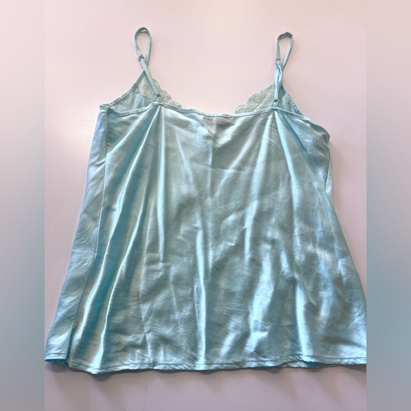 Max & Moi Paris Aqua Blue Lace Trim Silk Babydoll Camisole Tank Top Y2K Style - Picture 2 of 8
